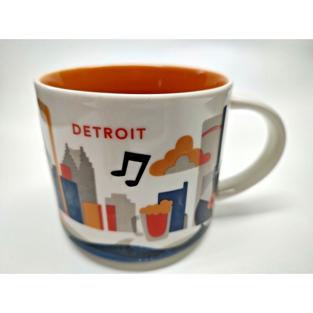 2015 Starbucks You Are Here Detroit Coffee Mug Cup 14oz 3-1/2" T